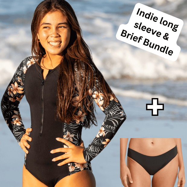 Indie Teen Long Sleeve & Azure Period Swim Brief Bundle