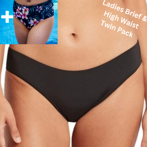 Ladies Twin Pack Azure Bikini & High Waist Brief