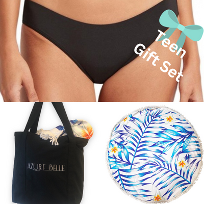 Teen Gift Pack: Bikini Brief, Neoprene Pouch, Large Towel, Large Tote Bag