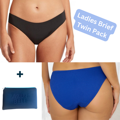 Ladies Period Swimwear Brief Twin Pack (Black & Blue)